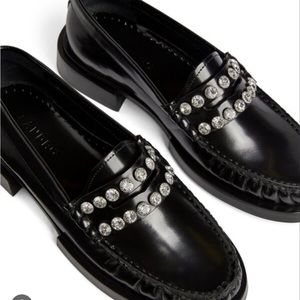 Sandro Leather Embellished Loafers